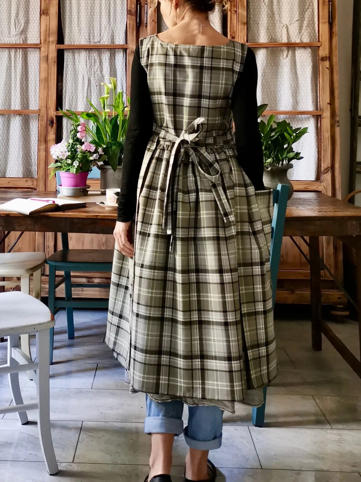 Grey and Green Tartan Apron