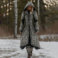 Women's Celtic Knot Jacquard Art Hooded Knit Cozy Cardigan