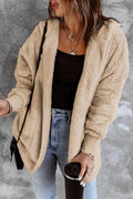 Soft Fleece Hooded Open Front Coat