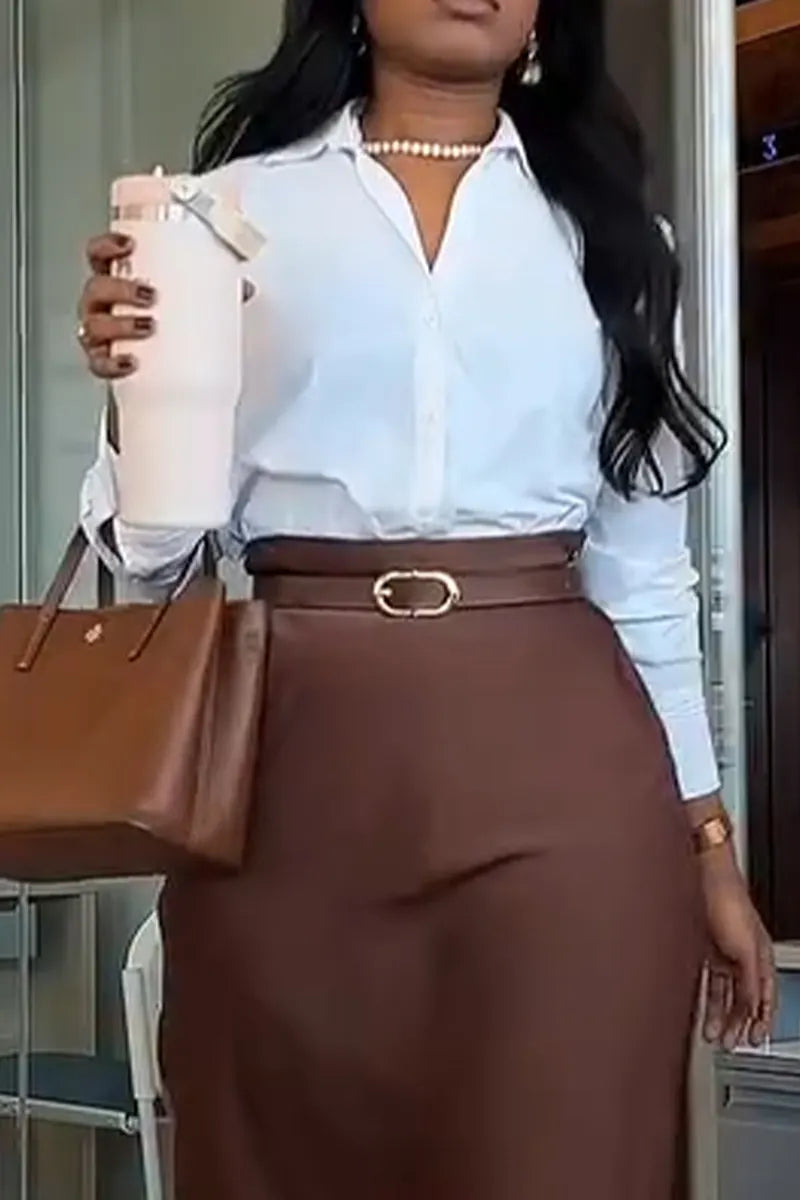 Women Collar Elegant Temperament Shirt or Skirt