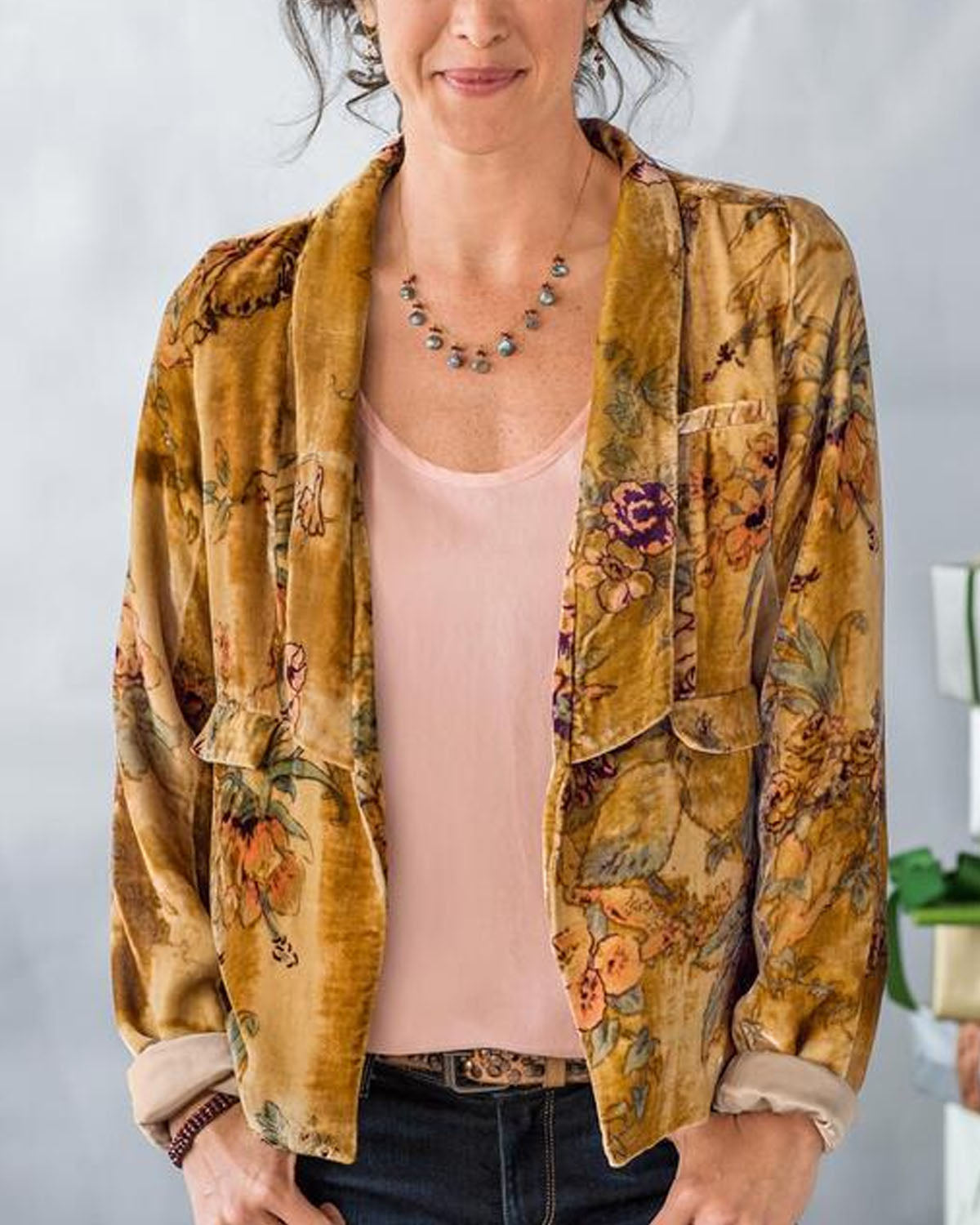 Vintage Floral Velvet Jacket