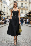 Button Detail Midi Dress