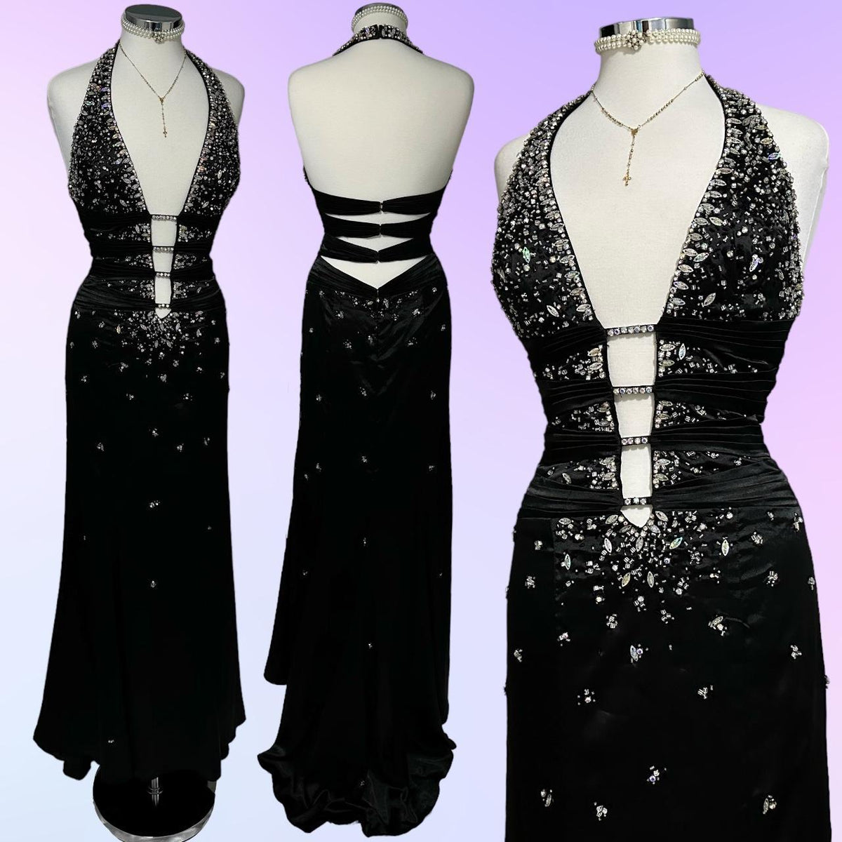 Women's Black and Silver Dress
