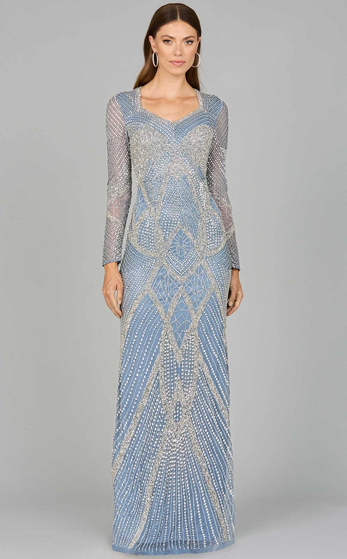 Lara 29112 Long Sleeves V-neckline Sheath Dress