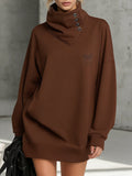 Women's Solid Color Stand-collar Long-sleeved Loose Casual Sweatshirt