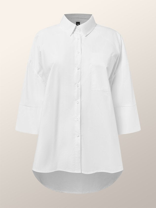 Loose Shirt Collar Plain Casual Blouse
