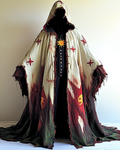 Halloween themed print contrast tie-dye patchwork cape 4416