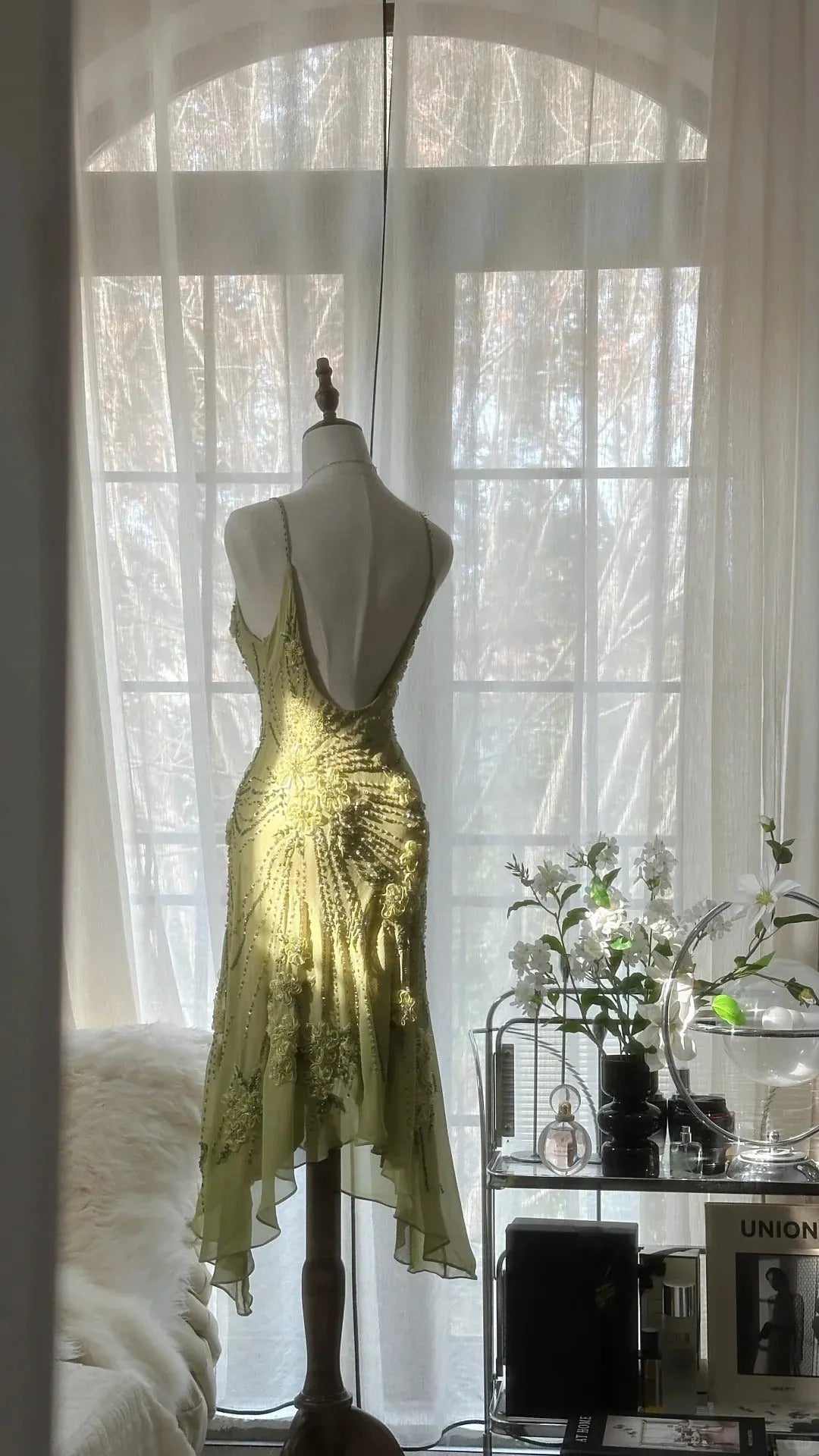 Vintage Evening Dresses, Sleeveless Green Party Gowns  25516