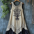 Women's Vintage Tribal Viking Tree Of Life Lace Panel Dress