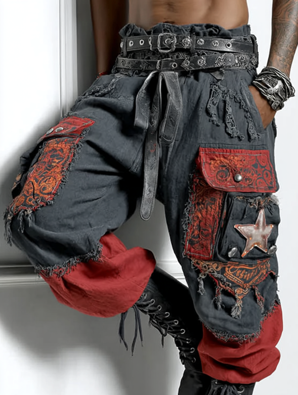 Men's Halloween themed contrasting pants for summer and autumn ebb0