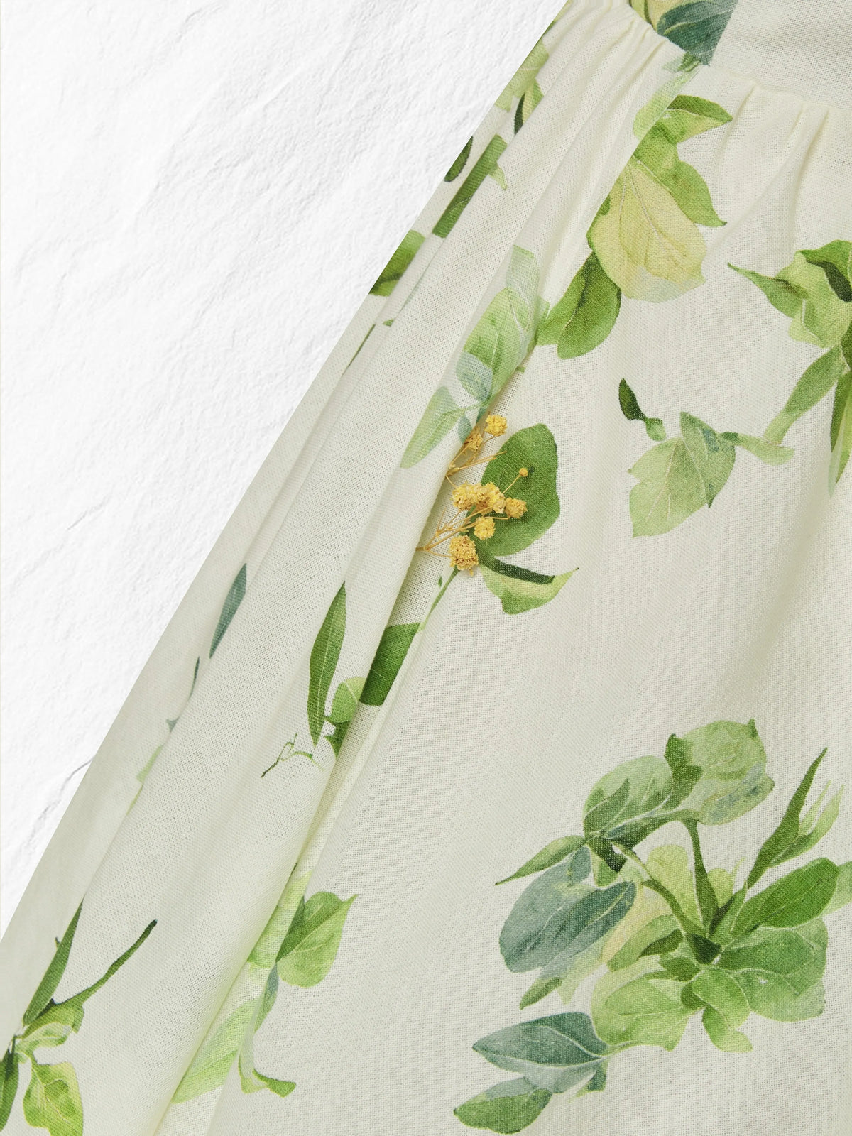 Linen Maxi Dress, Short Sleeve, V neck, Floral, Vintage, Green
