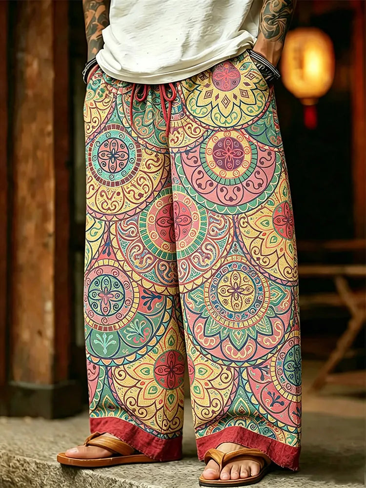 Men's Retro Tribal Geometry Hippie Style Pattern Casual Pants