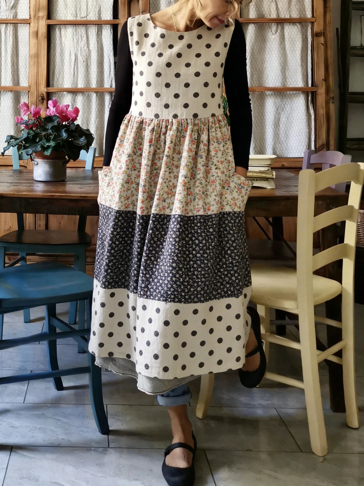 Vintage Patchwork Polka Dot Apron