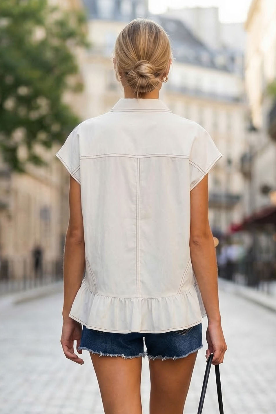 RUFFLE STITCH DETAIL BLOUSE