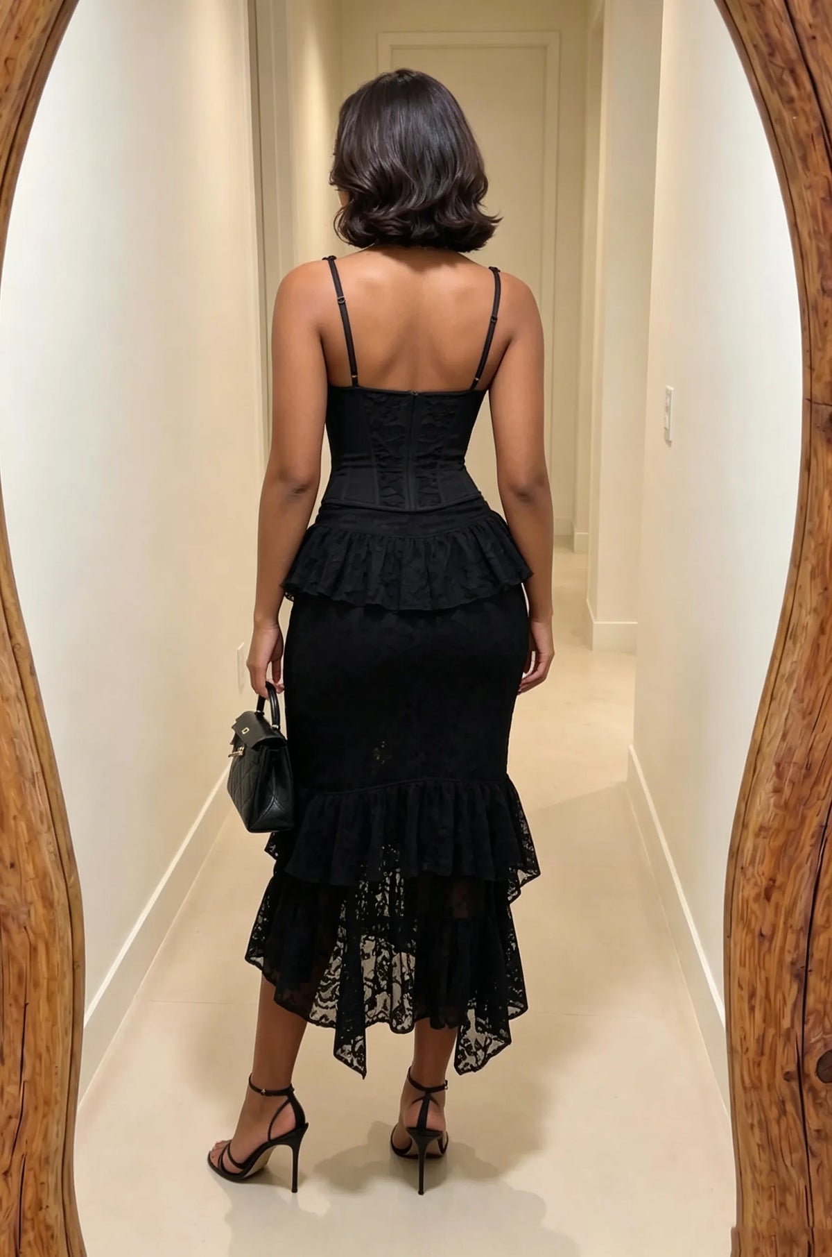 Women's Elegant Lace-Trim Cami Skirt Set