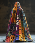 Men's Printed Contrast Hooded Oversized Cape Coat edbf