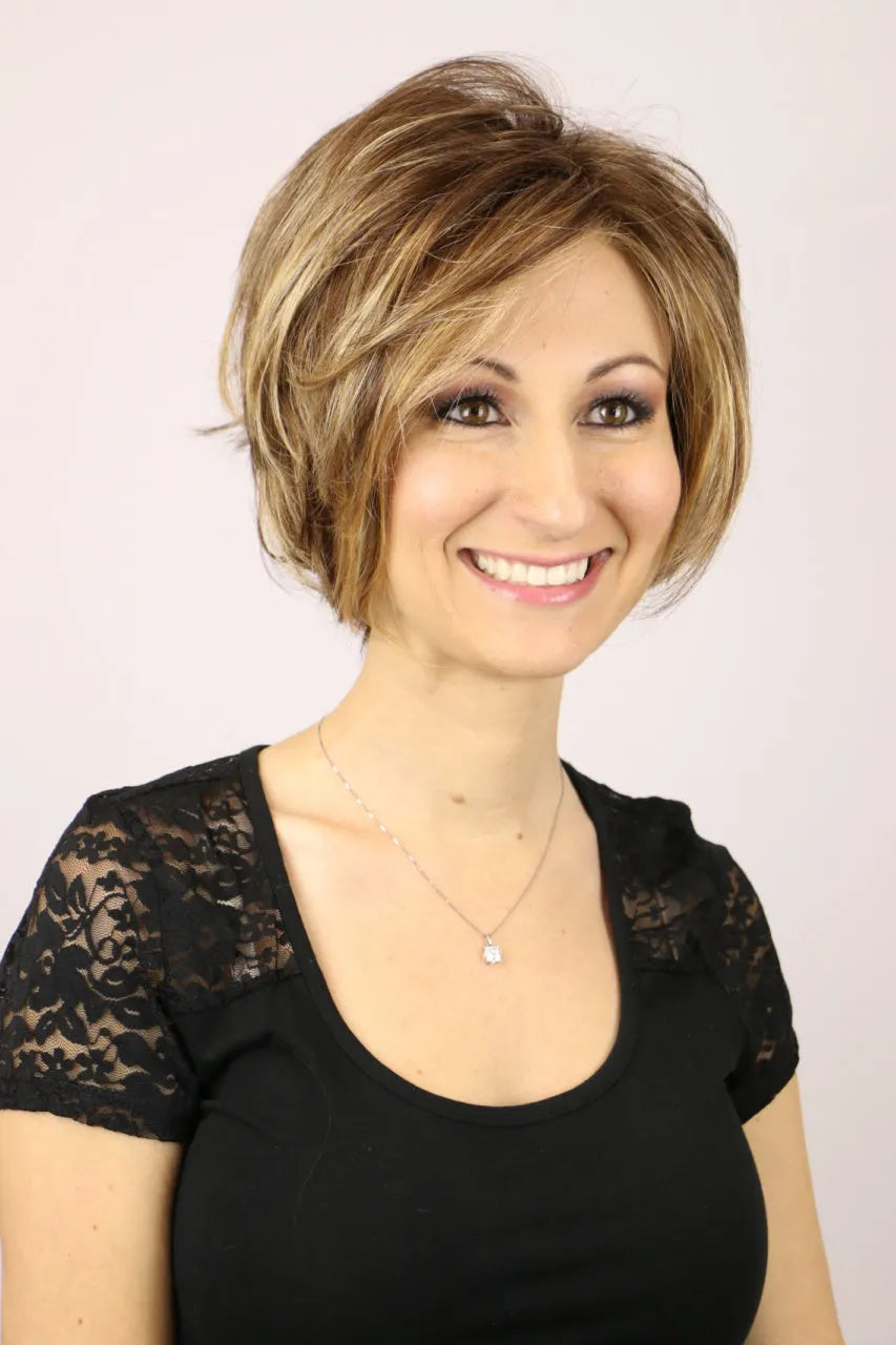Lace front medium-length wig - | Soft and natural human hair