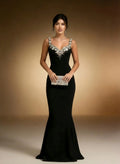 Deep V Embellished Velvet Mermaid Gown