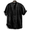 Vintage Linen Solid Henley Collar Shirt