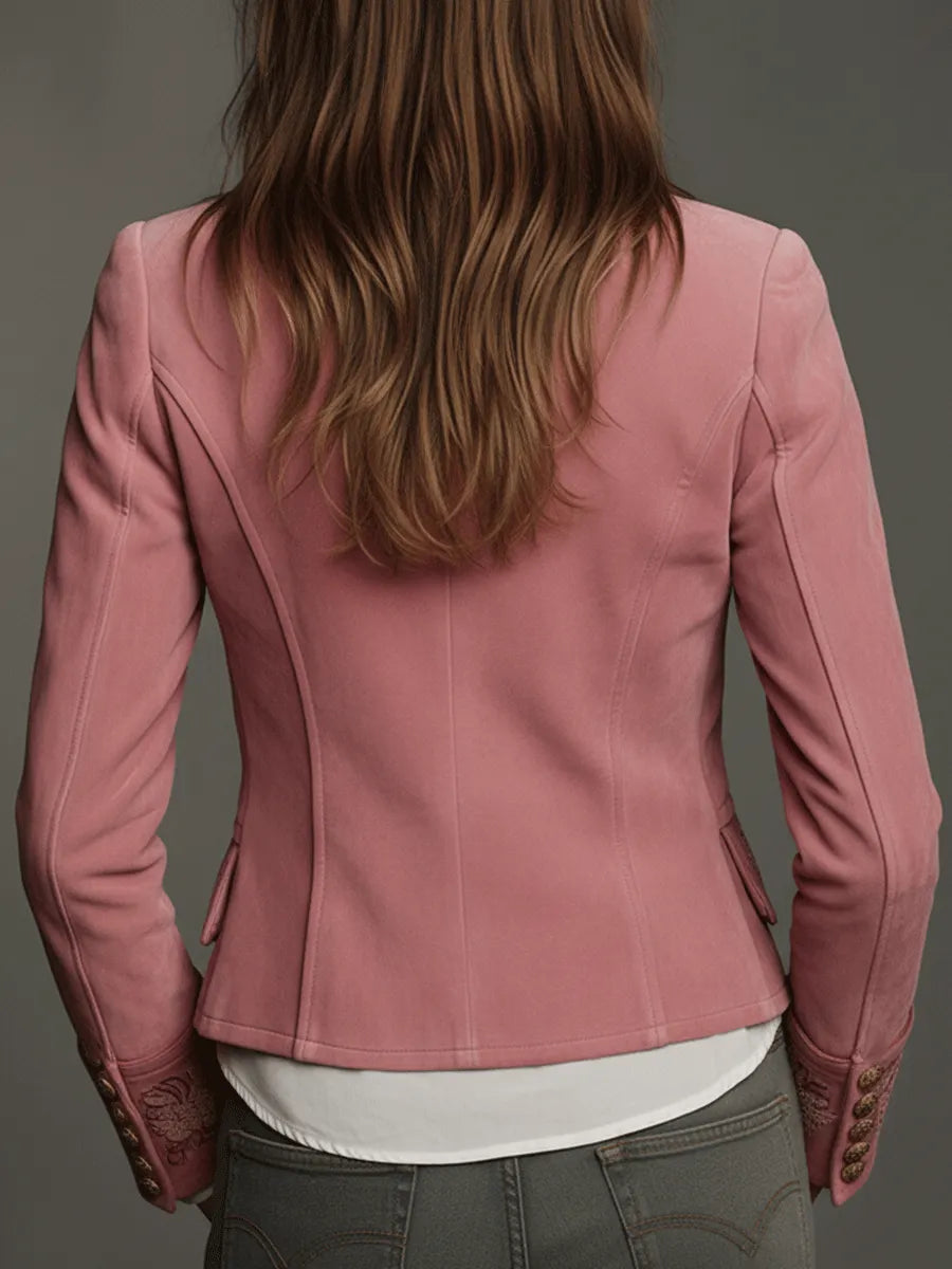 Vintage Double-Breasted Suede Embroidery Jacket
