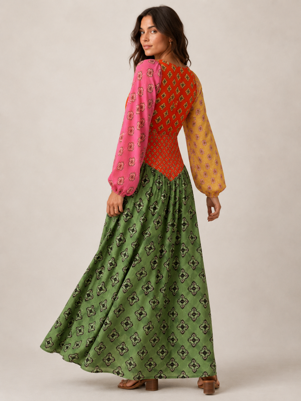 Reversible Patchwork Boho Maxi Dress