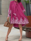 Loose-fitting Patchwork Lace Linen And Cotton Dress