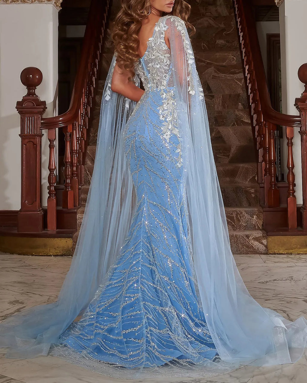 Luxury sexy rhinestone fishtail dress