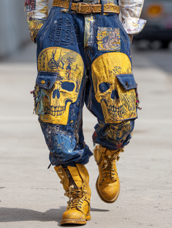 Men's Halloween themed contrasting pants for summer and autumn 268d