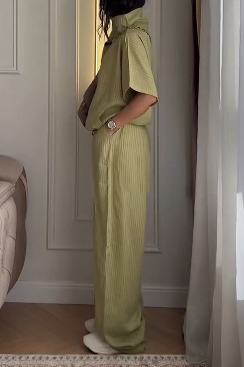 Women Stand Up Collar and Vertical Pattern New Chinese Casual Suit