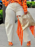 Buckle Denim Casual Loose Jeans
