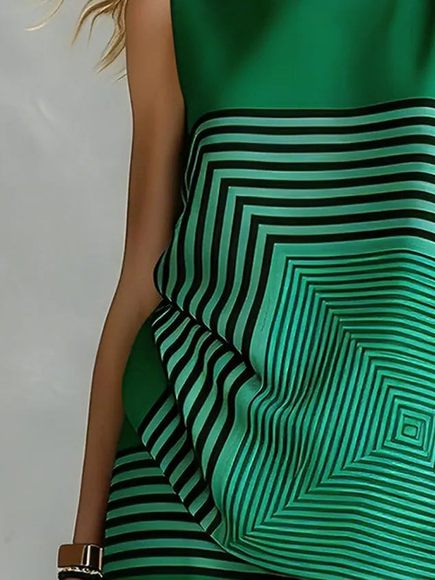 Urban Geometric Stripe Sleeveless Top Loose Fit Lightweight Daily