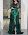 Women's Long Sleeve Slit Sequin Dress