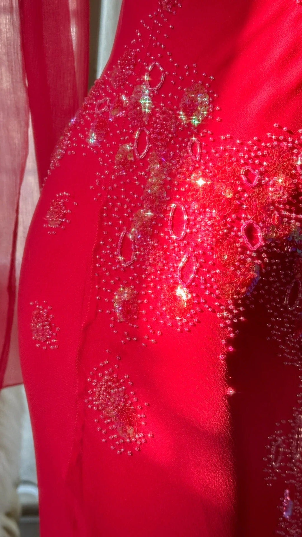 Red Romantic Gorgeous Fashion Elegant Exquisite Beaded Long Chiffon Ball Gown Evening Dress Birthday/Wedding Guest/Vacation Party Dress Prom Dress Valentine's Day Date Dress