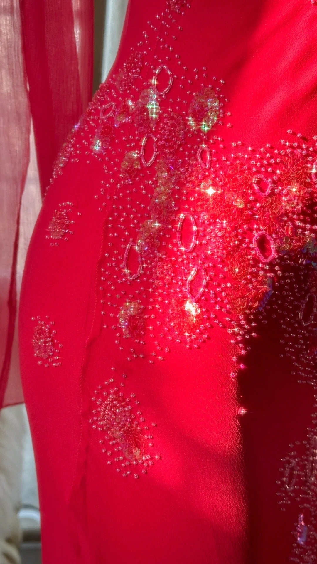 Red Romantic Gorgeous Fashion Elegant Exquisite Beaded Long Chiffon Ball Gown Evening Dress Birthday/Wedding Guest/Vacation Party Dress Prom Dress Valentine's Day Date Dress 4027