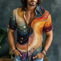 Men's Retro Hippie Patchwork Print Short-sleeve Shirt