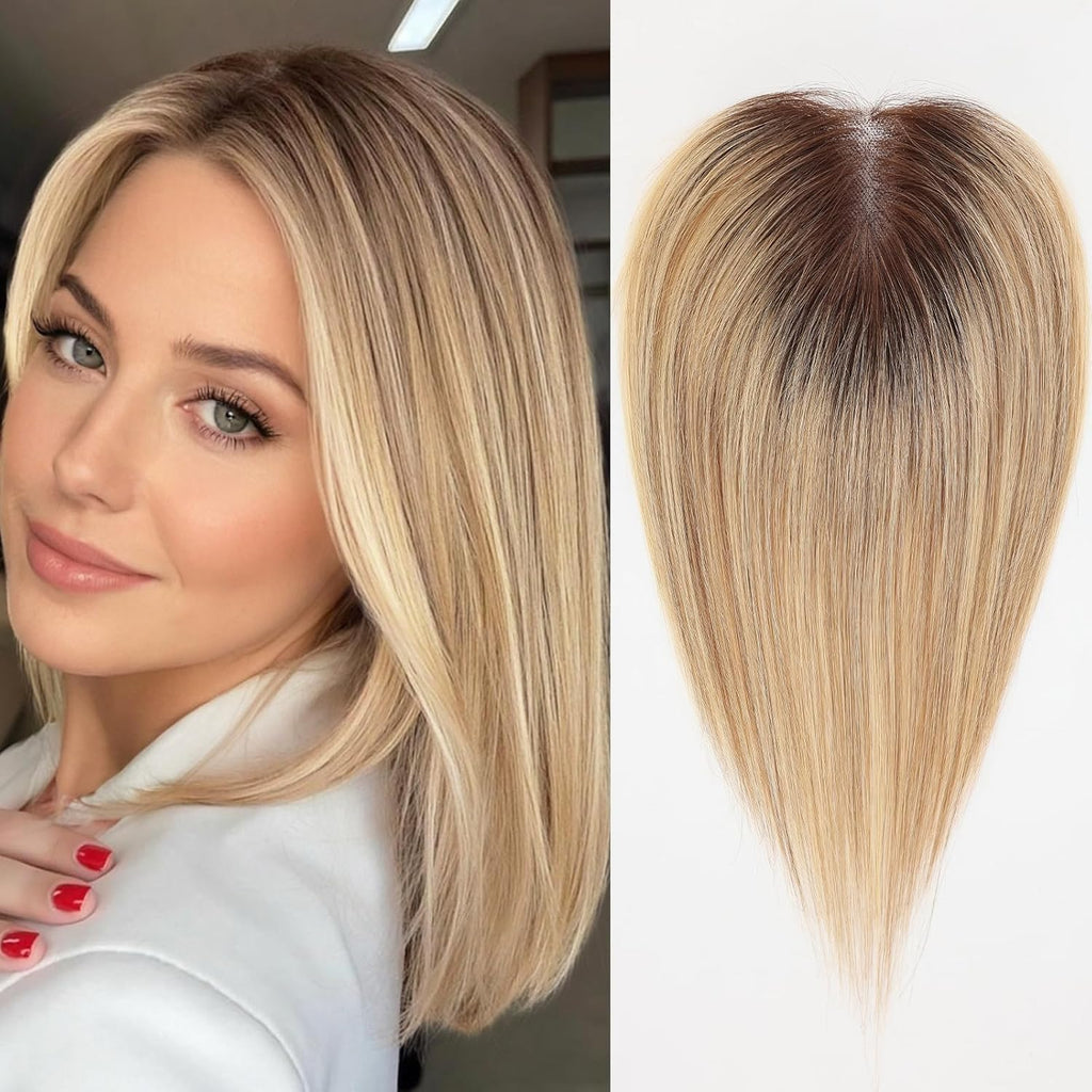 Straight Hair Topper for Crown Thinning  ̈C Natural Coverage at the Crown