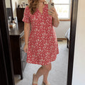 Veluna – Women's V-Neck Floral Dress with Pockets