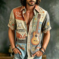 Men's Retro Hippie Vibes Art Pattern Casual Washed Shirt