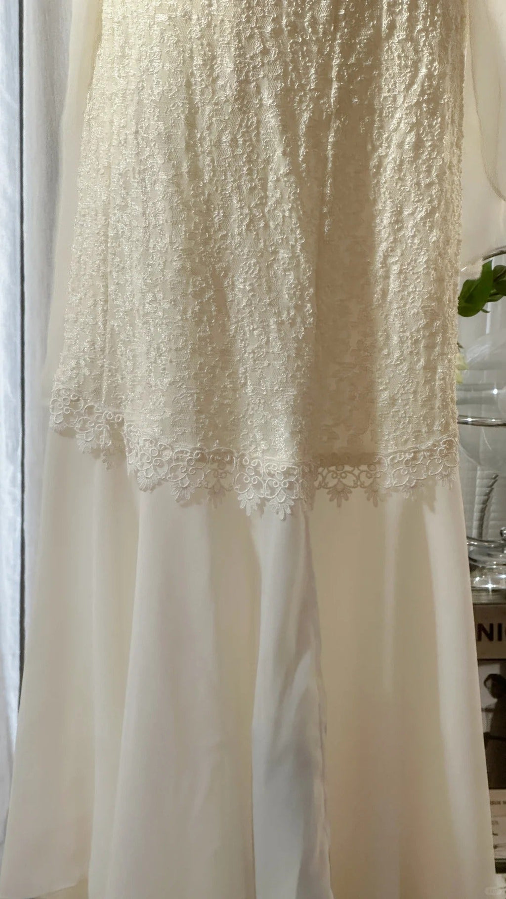 Ivory White Romantic Fashion Elegant Exquisite Lace Long Chiffon Ball Gown Evening Dress Birthday/Wedding Guest/Holiday Party Dress Prom Dress Valentine's Day Date Dress 4028