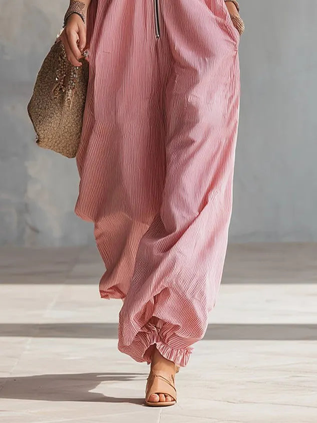 Casual Striped Loosen Overall Jumpsuit