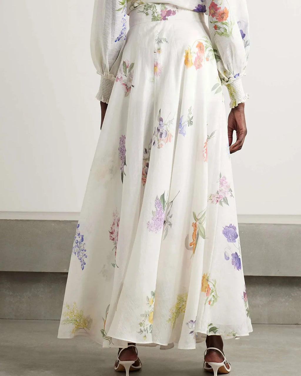 Floral-print linen and silk-blend maxi dress