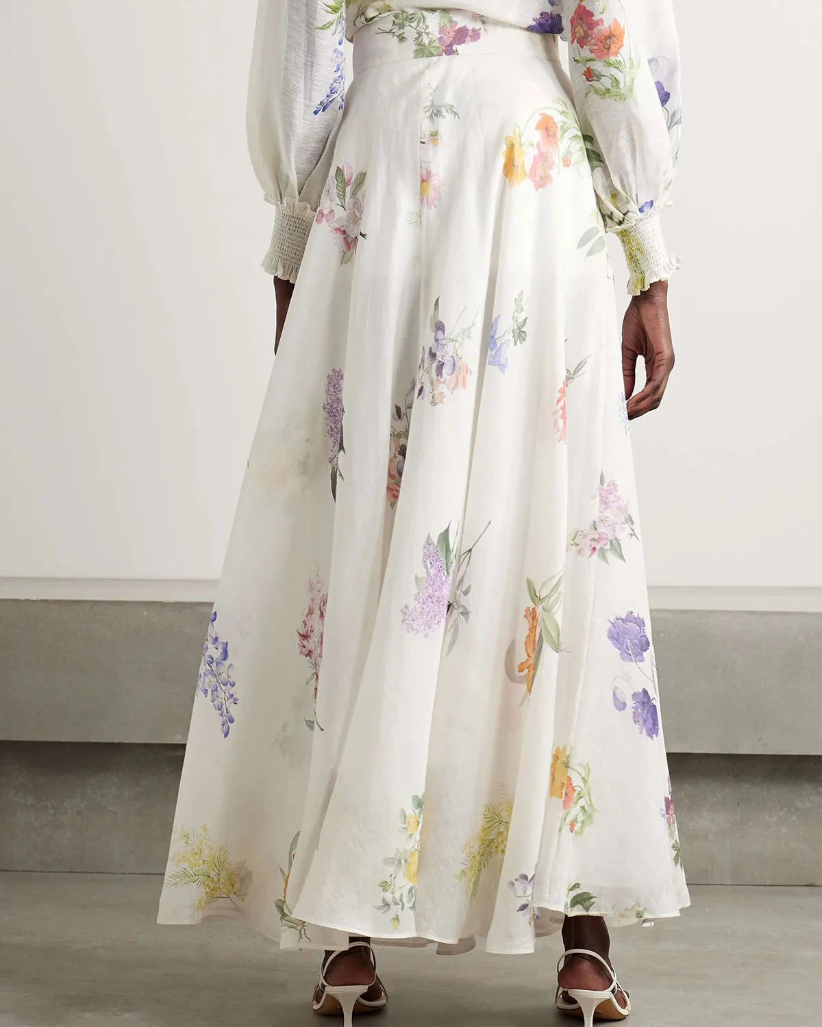 Floral-print linen and silk-blend maxi dress