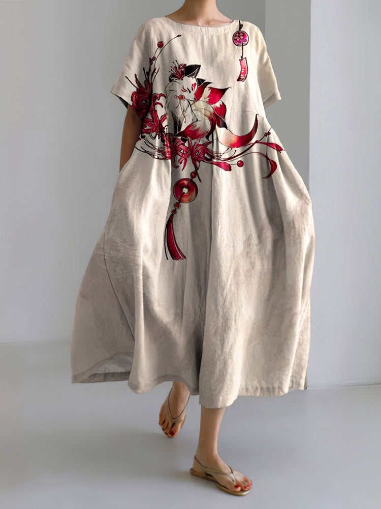 Women'S Elegant Fox Art Pattern Dress