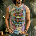 Men's Hippie Peace For All Pattern Art Print Tank Top
