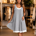 Ellavia – Layered Tank Dress with Mock Two-Piece Design, Sleeveless Sundress
