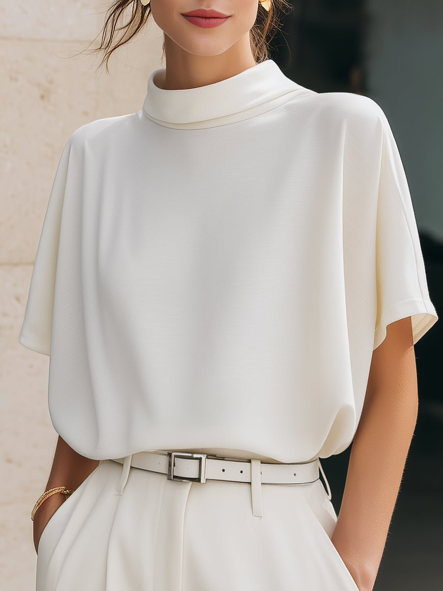 Minimalist High-Neck Relaxed Fit Blouse