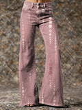 Women's Polka Dot Art Print Washed Pants