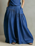 Soft Tencel Denim Plain Loose Ruched Casual Jeans