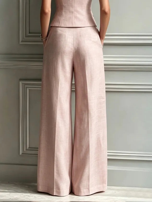 Casual Solid H-Line Straight Leg Pants