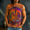Men's Hippie Peace Sign Tie Dye Art Print Tank Top